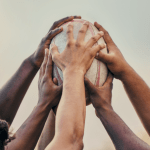 Rugby ball in hands