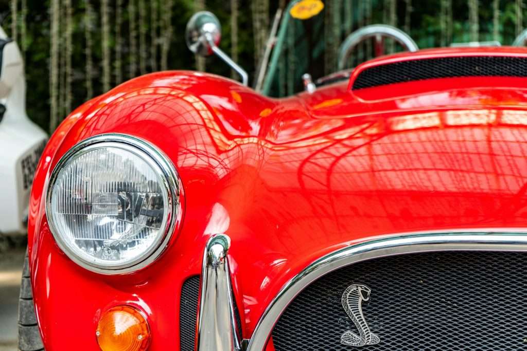 Bright red Cobra car